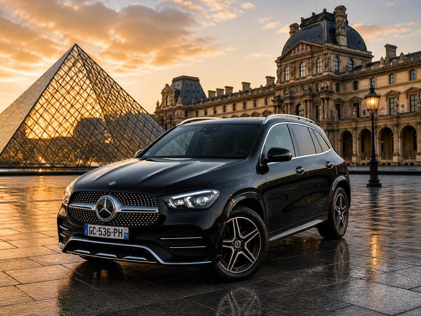 Mercedes Classe E noire en livrée chauffeur
